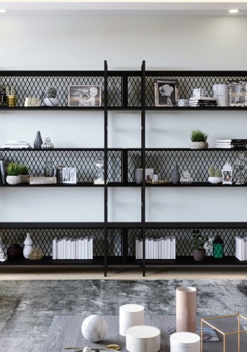 FUNZI LIVING  Regal – schwarzes Melamin und schwarzes Metall