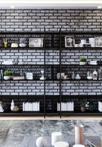 FUNZI LIVING  Regal – schwarzes Melamin und schwarzes Metall