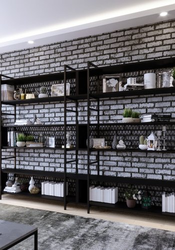 FUNZI LIVING  Regal – schwarzes Melamin und schwarzes Metall