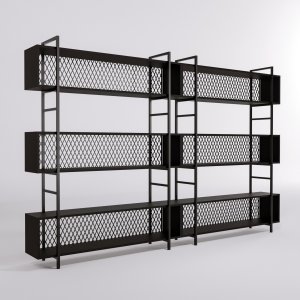 FUNZI LIVING  Regal – schwarzes Melamin und schwarzes Metall