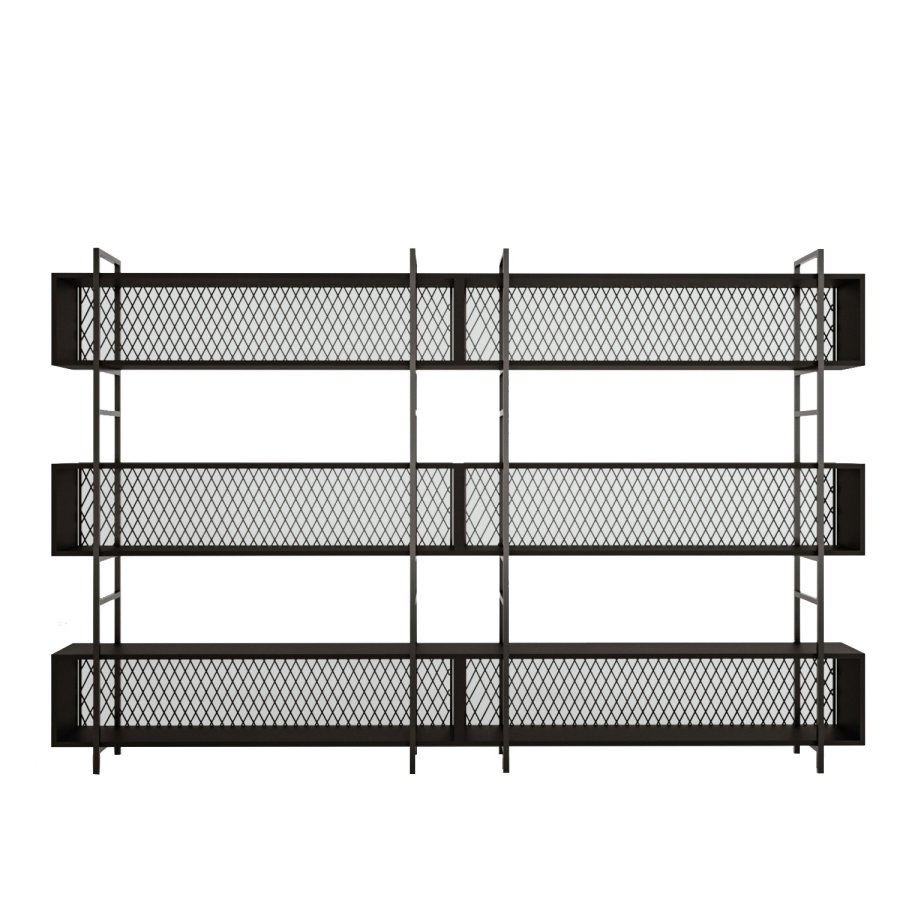 FUNZI LIVING  Regal – schwarzes Melamin und schwarzes Metall