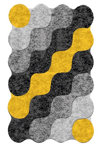 TEPPI Circle gulvtppe, m. mnster, rektangulr - multifarvet polyester (150x200)