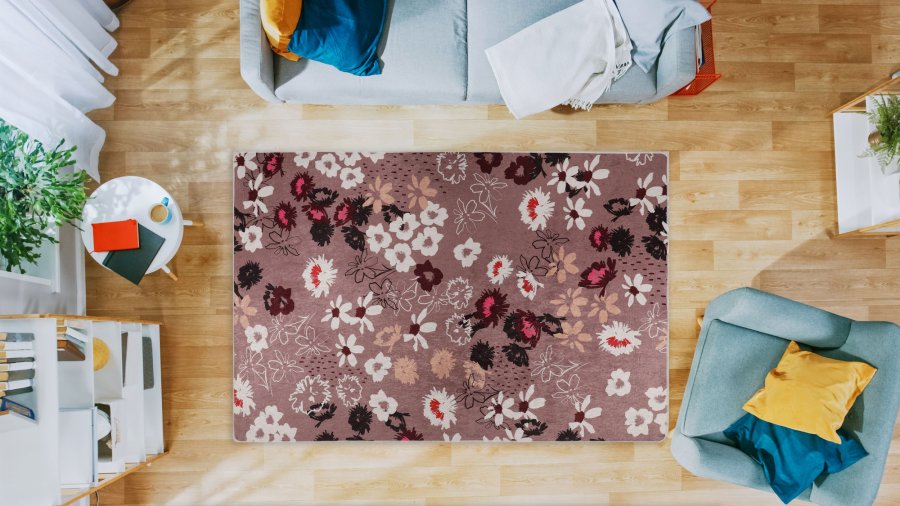 TEPPI Wall gulvtppe, m. mnster, rektangulr - multifarvet polyester (120x180)