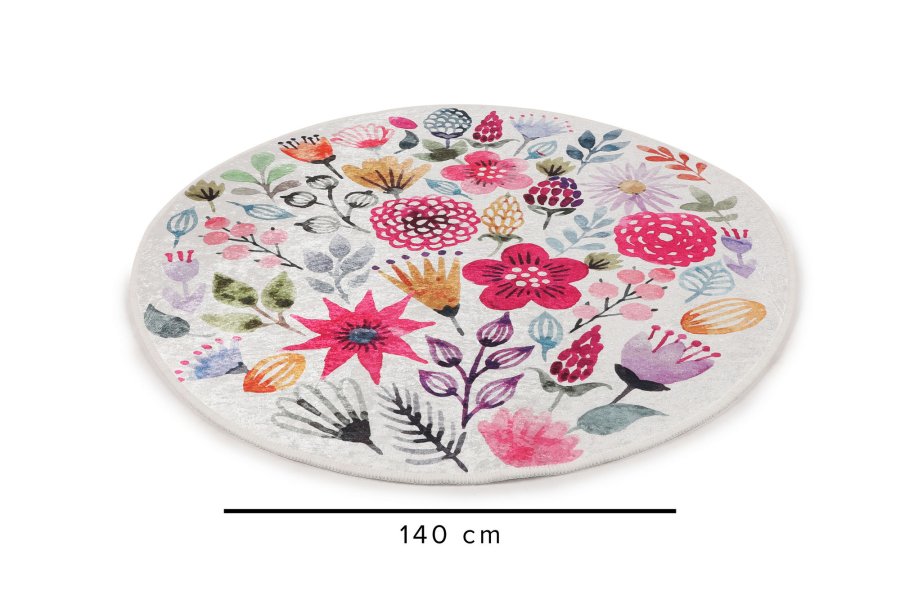 TEPPI Drenaj gulvtppe, m. mnster, rund - multifarvet polyester (140)