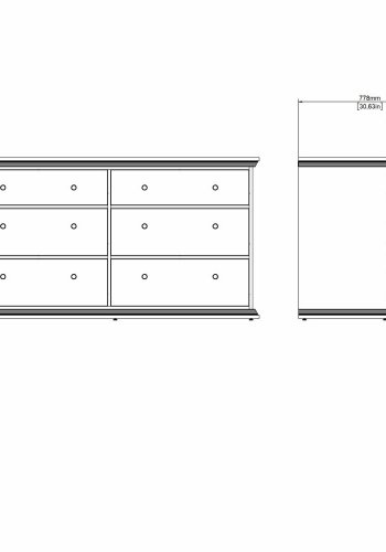 TVILUM North dobbeltkommode med 6 skuffer, hvid, 163,3 x 51,6 x 88,2 cm