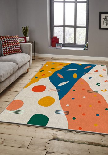 TEPPI ASR gulvtppe, m. mnster, rektangulr - multifarvet polyester (160x230)