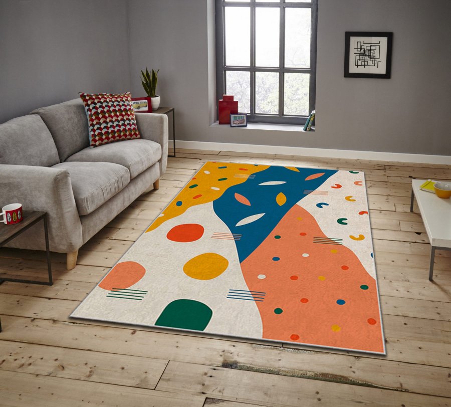 TEPPI ASR gulvtppe, m. mnster, rektangulr - multifarvet polyester (160x230)