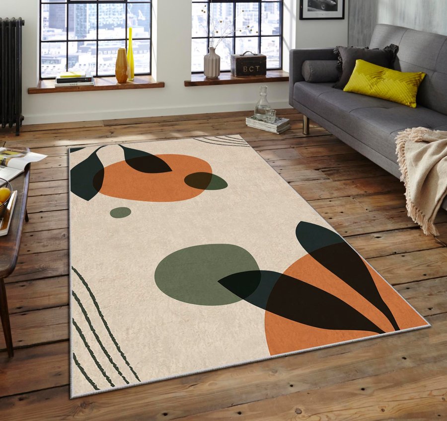 TEPPI ASR gulvtppe, m. mnster, rektangulr - multifarvet polyester (120x180)