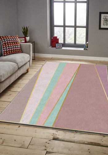 TEPPI ASR gulvtppe, m. mnster, rektangulr - multifarvet polyester (160x230)