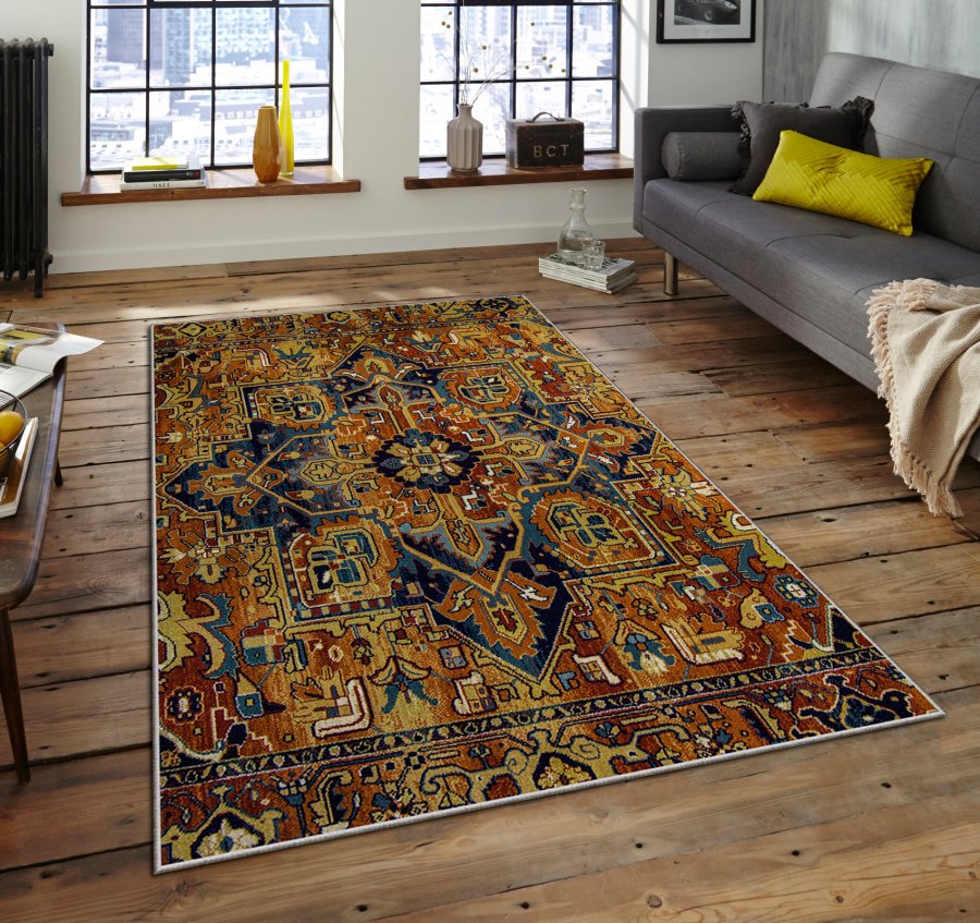 TEPPI ASR gulvtppe, m. mnster, rektangulr - multifarvet polyester (160x230)