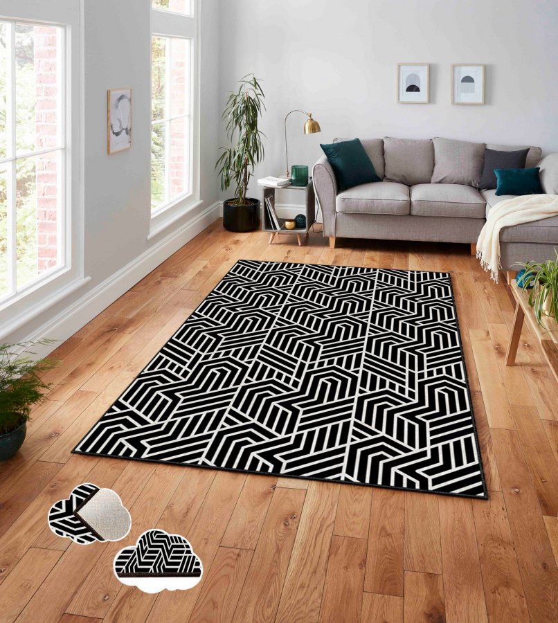 TEPPI ASR gulvtppe, m. mnster, rektangulr - multifarvet polyester (160x230)