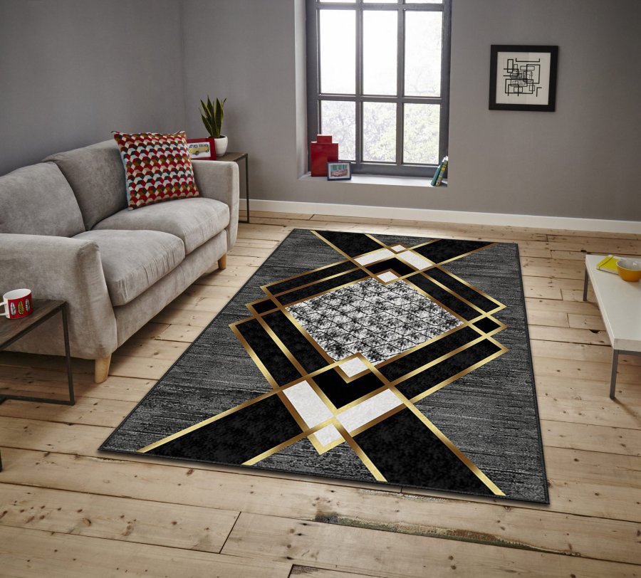 TEPPI ASR gulvtppe, m. mnster, rektangulr - multifarvet polyester (160x230)