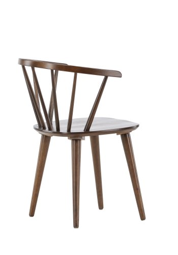 VENTURE DESIGN Bobby Esszimmerstuhl, mit Armlehnen – Kautschukholz in Mokka