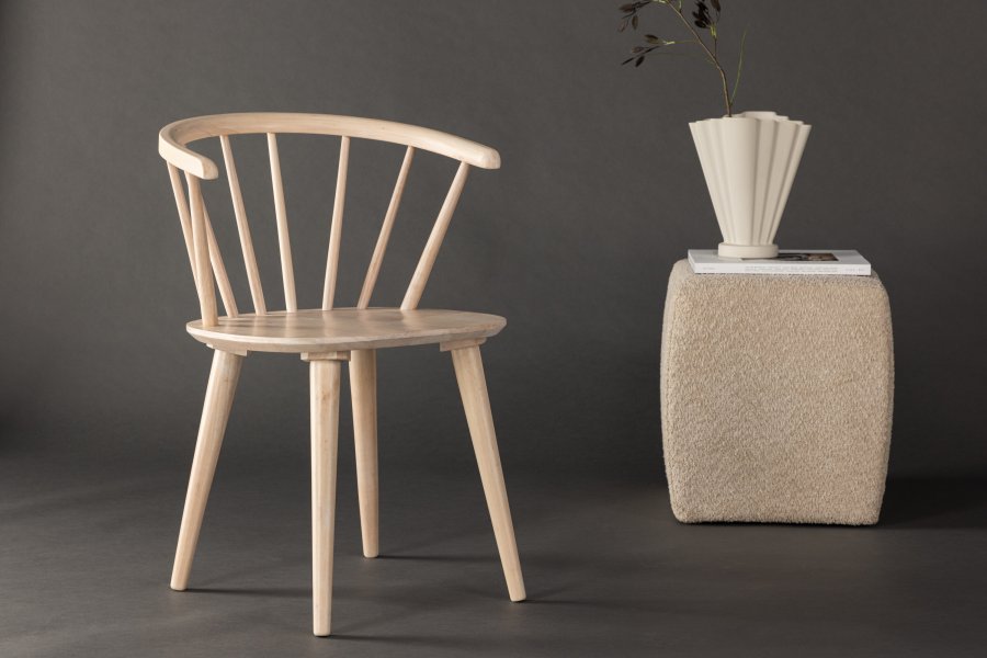 VENTURE DESIGN Bobby Esszimmerstuhl, mit Armlehnen  wei getnchtes Gummibaumholz