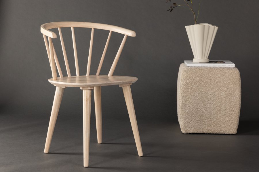 VENTURE DESIGN Bobby Esszimmerstuhl, mit Armlehnen  wei getnchtes Gummibaumholz