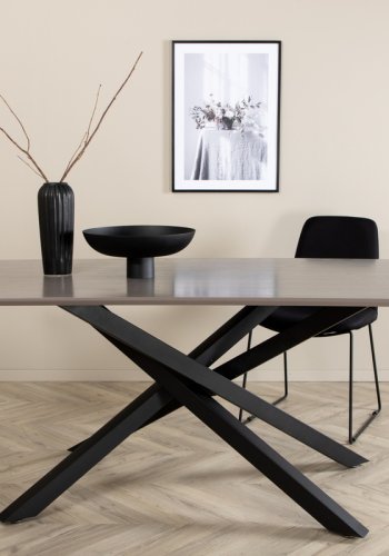 VENTURE DESIGN Piazza spisebord, rektangulrt - gr finer og svart stl (180x90)