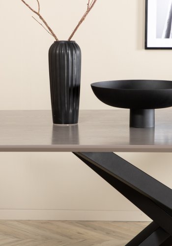 VENTURE DESIGN Piazza spisebord, rektangulrt - gr finer og svart stl (180x90)