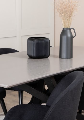 VENTURE DESIGN Piazza spisebord, rektangulrt - gr finer og svart stl (180x90)