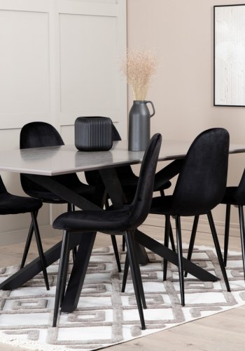 VENTURE DESIGN Piazza spisebord, rektangulrt - gr finer og svart stl (180x90)