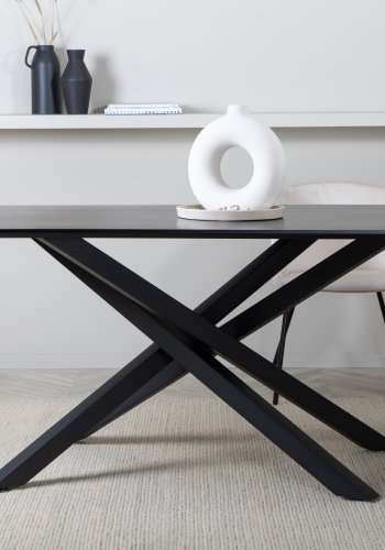 VENTURE DESIGN Piazza spisebord, rektangulrt - svart finer og sort stl (180x90)