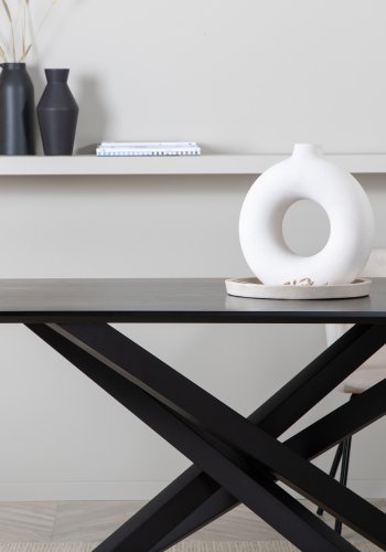 VENTURE DESIGN Piazza spisebord, rektangulrt - svart finer og sort stl (180x90)
