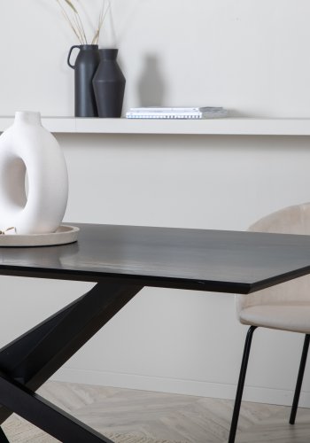 VENTURE DESIGN Piazza spisebord, rektangulrt - svart finer og sort stl (180x90)