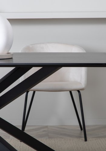 VENTURE DESIGN Piazza spisebord, rektangulrt - svart finer og sort stl (180x90)