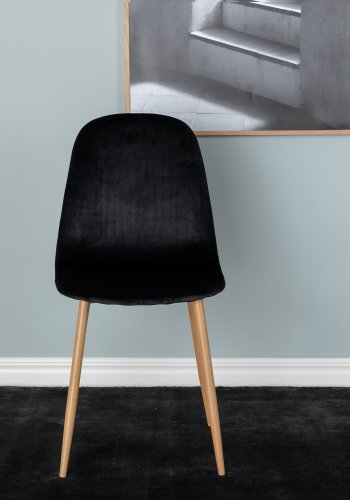 VENTURE DESIGN Polar spisebordstol - svart polyesterflyel og stl i eik
