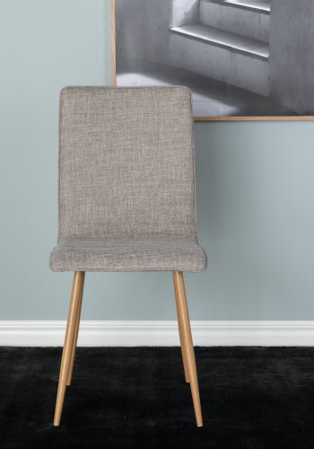 VENTURE DESIGN Windu Lyx spisebordsstol - lys gr polyester lin og eik foliert stl