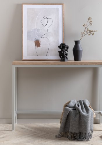 VENTURE DESIGN Rise sidebord, rektangulrt - papirlaminat i naturaske og grtt stl (110x30)