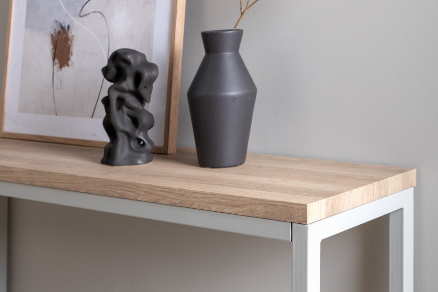 VENTURE DESIGN Rise sidebord, rektangulrt - papirlaminat i naturaske og grtt stl (110x30)