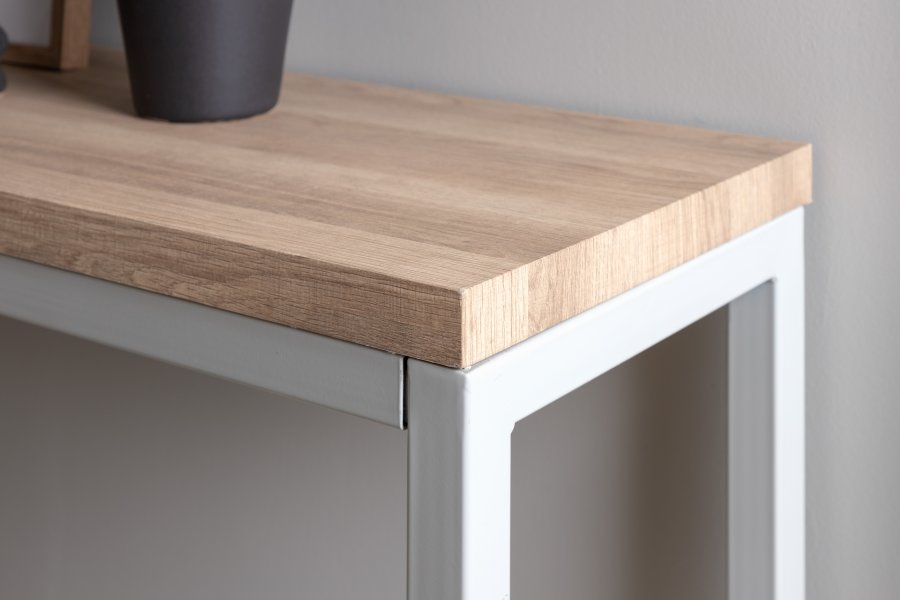 VENTURE DESIGN Rise sidebord, rektangulrt - papirlaminat i naturaske og grtt stl (110x30)