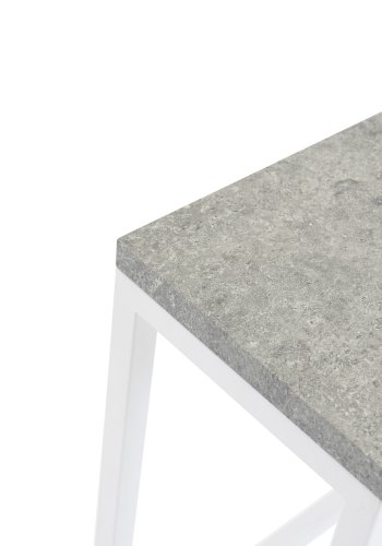 VENTURE DESIGN Rise sidebord, rektangulrt - betonggr papirlaminat og hvitt stl (110x30)