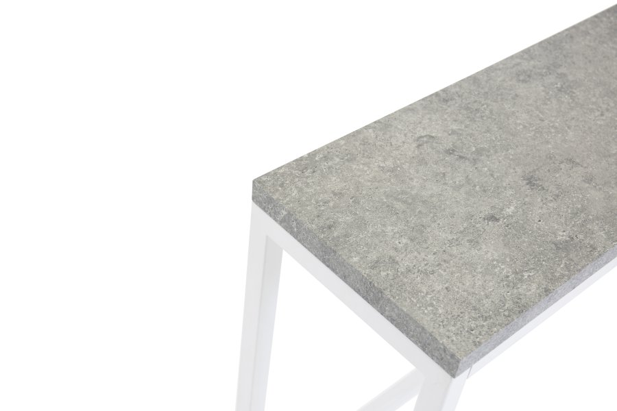 VENTURE DESIGN Rise sidebord, rektangulrt - betonggr papirlaminat og hvitt stl (110x30)