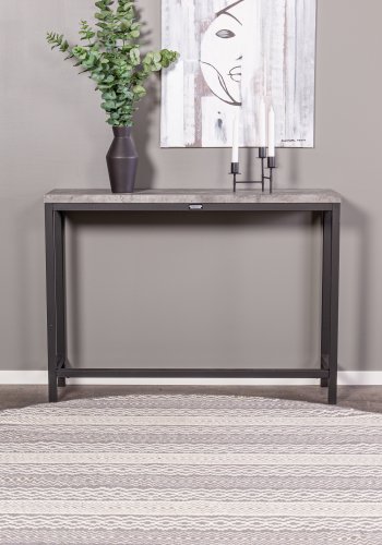 VENTURE DESIGN Rise sidebord, rektangulrt - betonggr papirlaminat og svart stl (110x30)