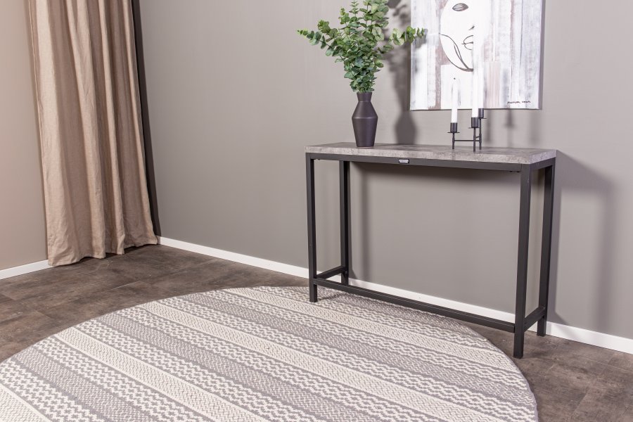 VENTURE DESIGN Rise sidebord, rektangulrt - betonggr papirlaminat og svart stl (110x30)