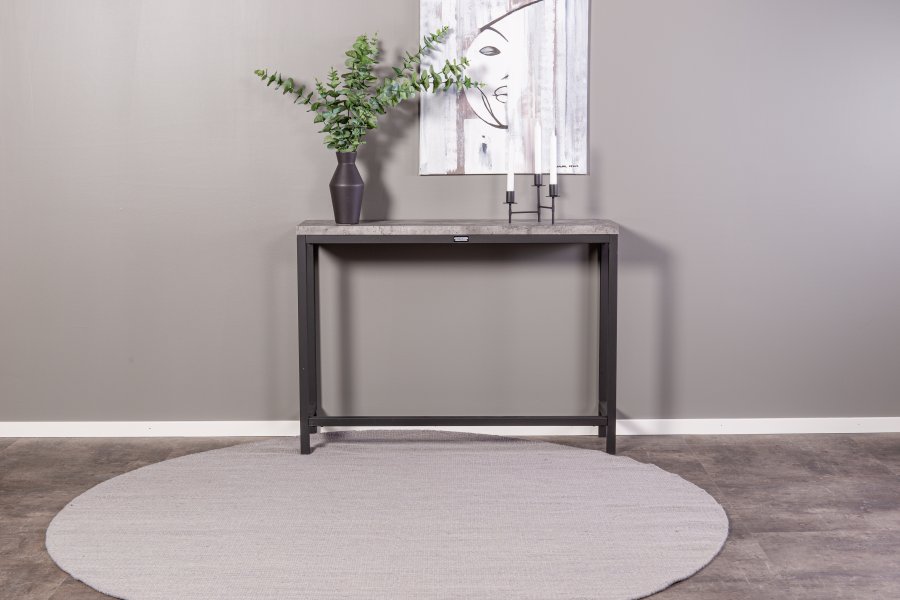 VENTURE DESIGN Rise sidebord, rektangulrt - betonggr papirlaminat og svart stl (110x30)