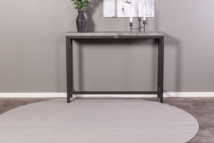 VENTURE DESIGN Rise sidebord, rektangulrt - betonggr papirlaminat og svart stl (110x30)