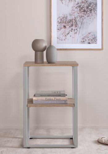 VENTURE DESIGN Rise sidebord, m. 1 hylle - papirlaminat i naturlig ask og grtt stl (45x30)