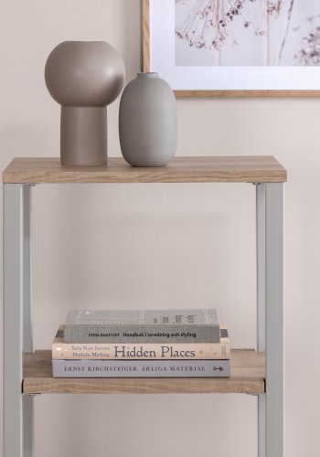 VENTURE DESIGN Rise sidebord, m. 1 hylle - papirlaminat i naturlig ask og grtt stl (45x30)