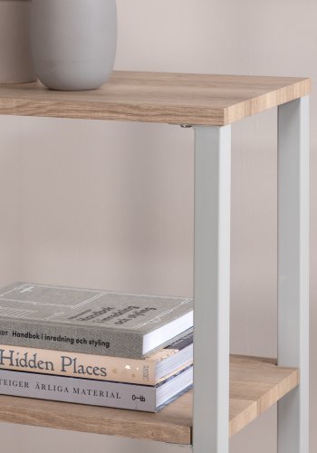 VENTURE DESIGN Rise sidebord, m. 1 hylle - papirlaminat i naturlig ask og grtt stl (45x30)