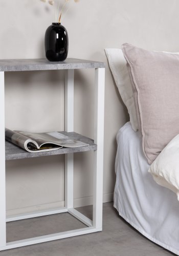 VENTURE DESIGN Rise sidebord, rektangulrt - betonggr papirlaminat og hvitt stl (45x30)