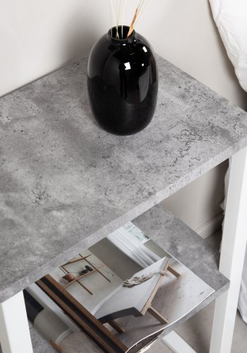 VENTURE DESIGN Rise sidebord, rektangulrt - betonggr papirlaminat og hvitt stl (45x30)