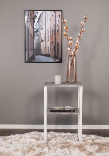 VENTURE DESIGN Rise sidebord, rektangulrt - betonggr papirlaminat og hvitt stl (45x30)