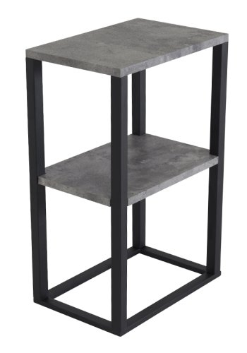 VENTURE DESIGN Rise sidebord, m. 1 hylle - betonggr papirlaminat og svart stl (45x30)