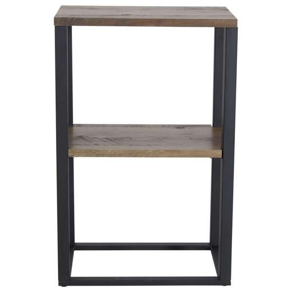 VENTURE DESIGN Rise sidebord, m. 1 hylle - teakfarget papirlaminat og sort stl (45x30)