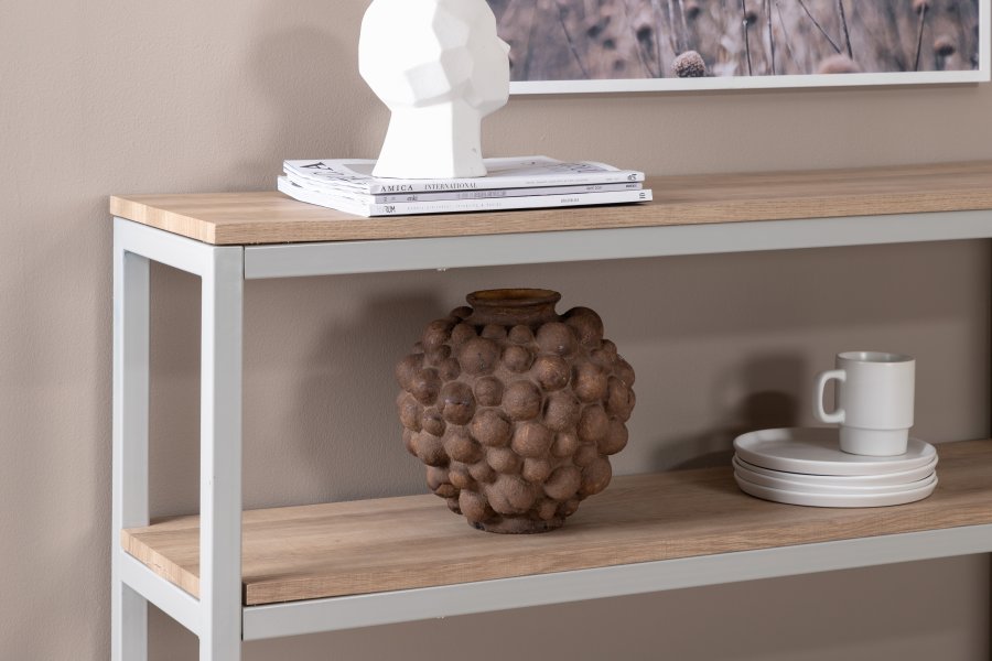 VENTURE DESIGN Rise sidebord, m. 1 hylle - papirlaminat i naturaske og grtt stl (110x30)