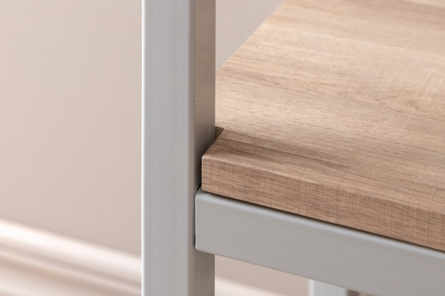 VENTURE DESIGN Rise sidebord, m. 1 hylle - papirlaminat i naturaske og grtt stl (110x30)