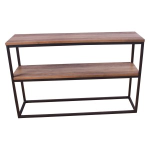 VENTURE DESIGN Rise sidebord, m. 1 hylde - teaktrsfarvet papirlaminat og sort stl (110x30)