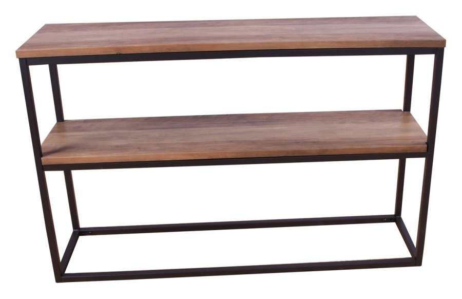 VENTURE DESIGN Rise sidebord, m. 1 hylle - teakfarget papirlaminat og sort stl (110x30)